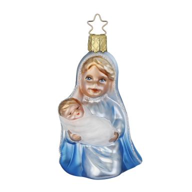 Inge Glas kerstornament - Maria en Jezus