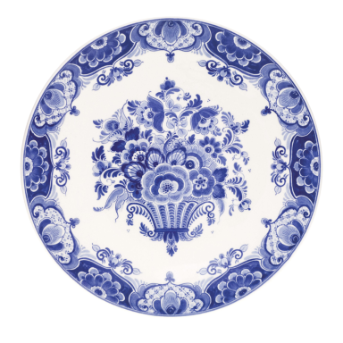 Royal Delft bord - Met bloemenmand