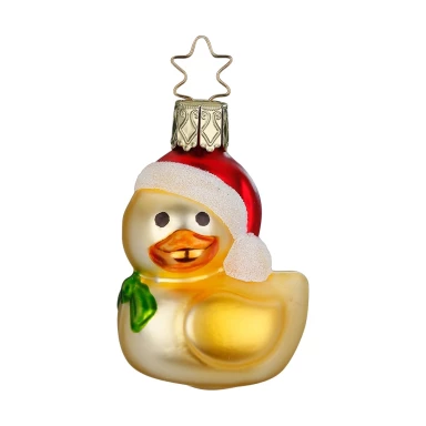 Inge Glas kerstornament - Eend met kerstmuts