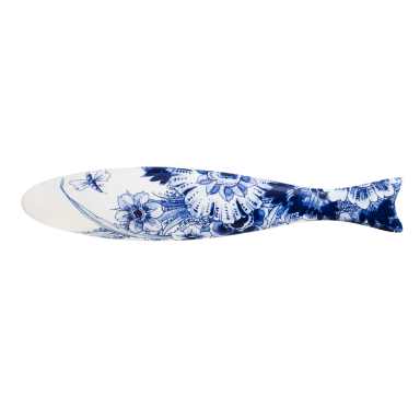 Royal Delft wanddecoratie - Blue Herring - Dragonfly flower