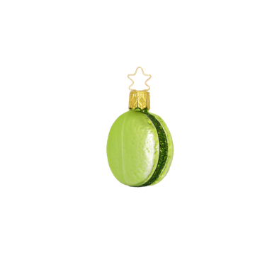 Glazen, groene macaron kerstornament