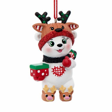 Kurt Adler kerstornament - IJsbeer met cadeau