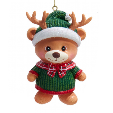 Kurt Adler kerstornament - Teddybeer met gewei