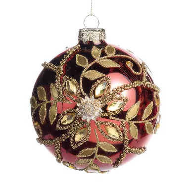 Goodwill kerstbal - Met bloemen - 10cm