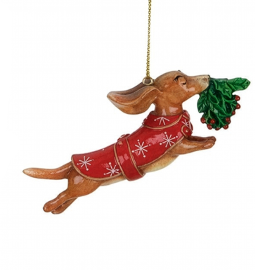 Goodwill kerstornament - Teckel - Met mistletoe