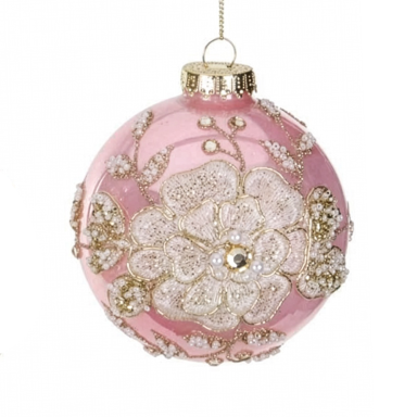 Goodwill kerstbal - Met bloem - 10cm