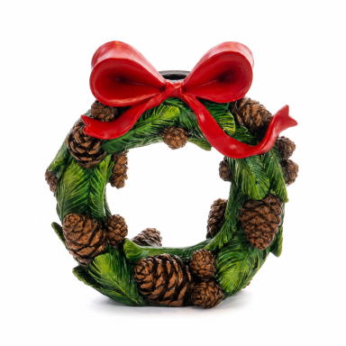 Goodwill kandelaar - Kerstkrans met dennenappels