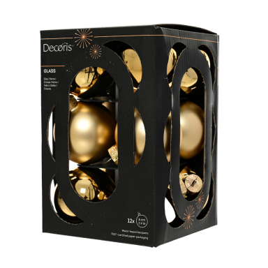 Decoris kerstballen - Goud - 6cm - Set van 12