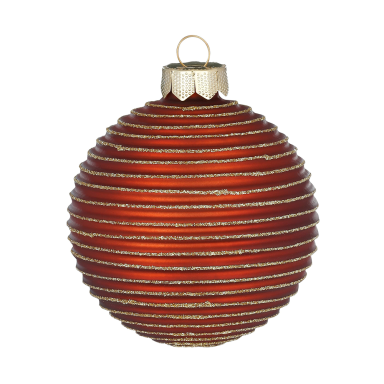 Holly & Jolly kerstbal - Met ribbels - 8cm