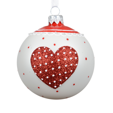 Decoris kerstbal - Met hart - 8cm
