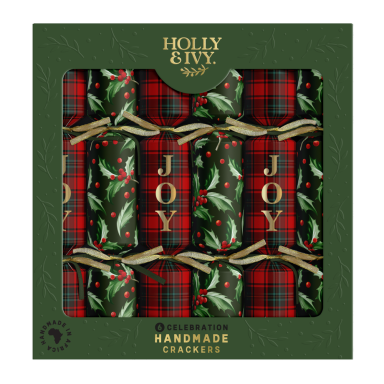 Holly & Ivy Christmas crackers - Tartan & Berries - Set van 6