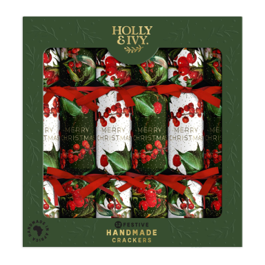 Holly & Ivy Christmas crackers - Holly and Berry Sprigs - Set van 12