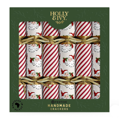 Holly & Ivy Christmas crackers - Nostalgic Santa & Stripes - Set van 12