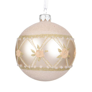 Decoris kerstbal - Met rozen - 8cm