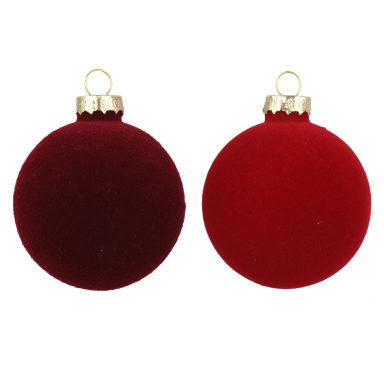 Decoris kerstballen - Met flock - Set van 6