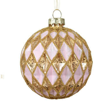 Decoris kerstbal - Met ruiten - 8cm