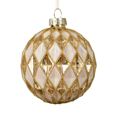 Decoris kerstbal - Met ruiten - 8cm