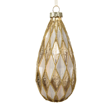 Decoris kerstbal - Met ruiten - 12cm