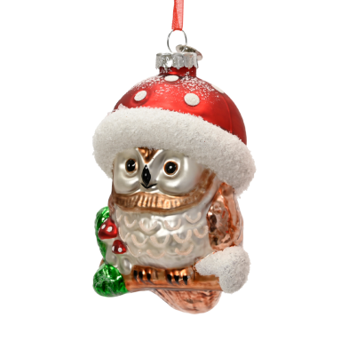 Decoris kerstornament - Uil met paddenstoel