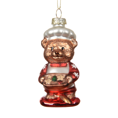 Decoris kerstornament - Beer met koekjes