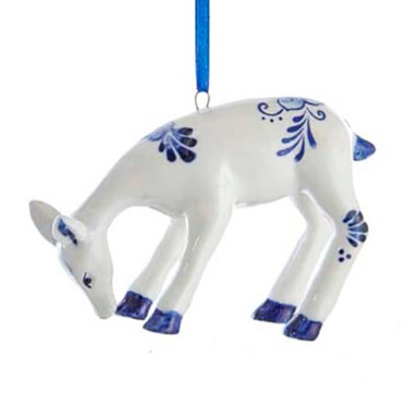 Kurt Adler kerstornament - Hert - Delfts Blauw