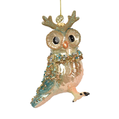 Decoris kerstornament - Uil met gewei