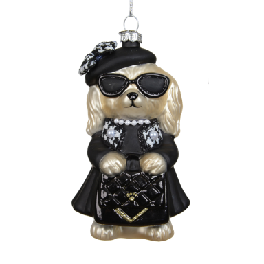 Decoris kerstornament - Hond met handtas