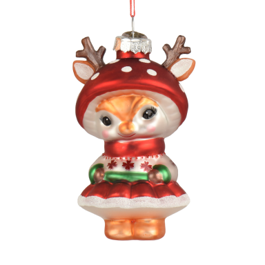Decoris kerstornament - Hert met paddenstoel