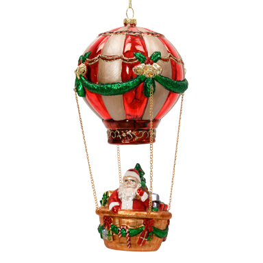 Decoris kerstornament - Luchtballon met kerstman
