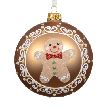 Decoris kerstbal - Met gingerbread poppetje - 10cm