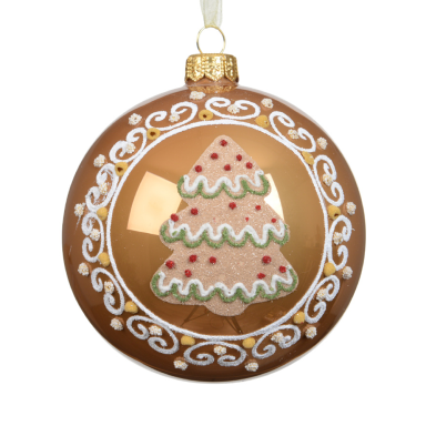 Decoris kerstbal - Met gingerbread kerstboom - 10cm