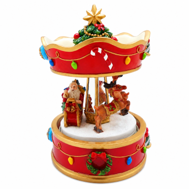 Muziekdoos - Met kerstman in arrenslee