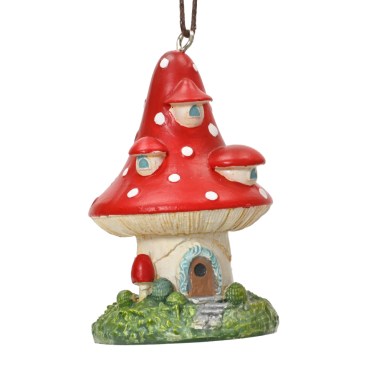 Decoris kerstornament - Paddenstoel huisje
