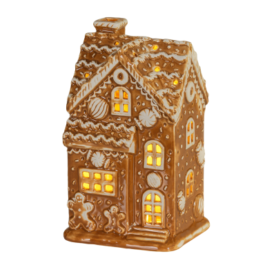 Lumineo kerstbeeld - Gingerbread huis - Met LED