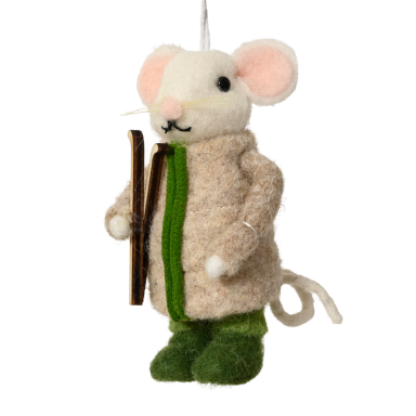 Decoris kerstornament - Muis met ski's