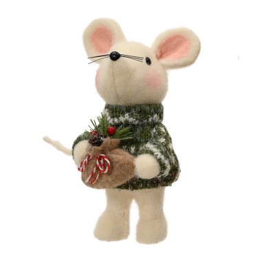 Decoris kerstfiguur - Muis met zak