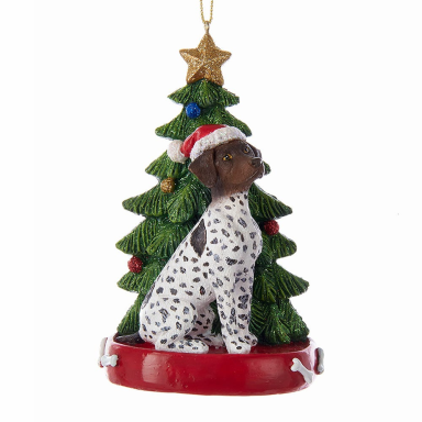 Kurt Adler kerstornament - Duitse Staande Hond met kerstboom