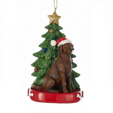 Kurt Adler kerstornament - Labrador Retriever met kerstboom