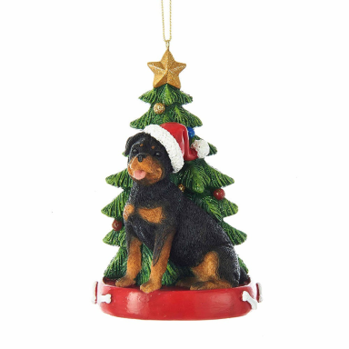 Kurt Adler kerstornament - Rottweiler met kerstboom