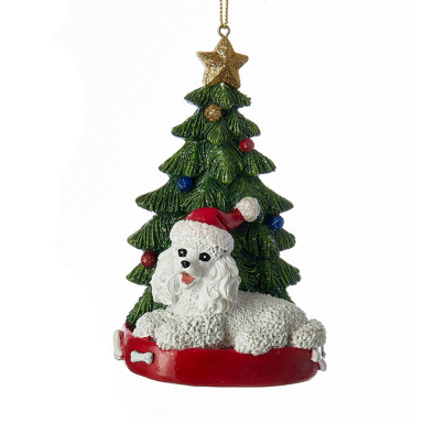 Kurt Adler kerstornament - Poedel met kerstboom