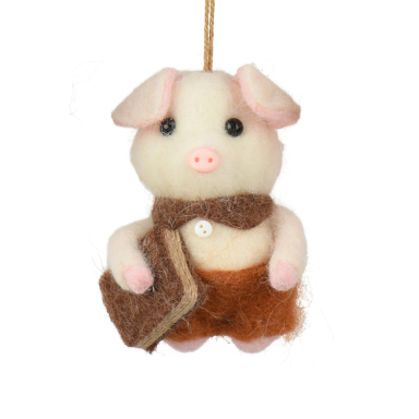 Decoris kerstornament - Varken met boek
