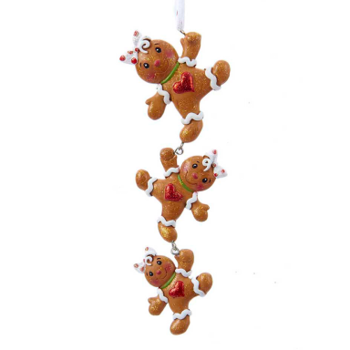 Kurt Adler kerstornament - Hanger met gingerbread poppetjes met strikken
