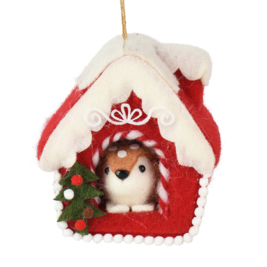 Decoris kerstornament - Huis met rendier