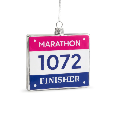 Yup in the Tree Christmas ornament - Marathon bib number