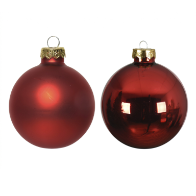 Decoris Christmas baubles - Red - 6cm - Set of 12