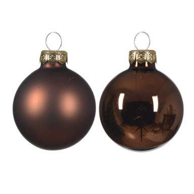 Decoris Christmas baubles - Brown - 8cm - Set of 6