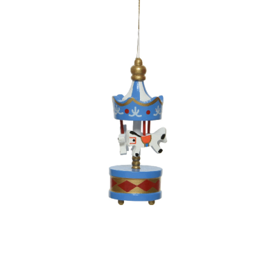 Kerstornament - Houten mini carrousel - Blauw