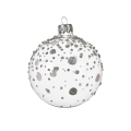 Glazen kerstbal - Met zilveren glitters - Doorzichtig - 8cm