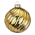 Glazen kerstbal - Met swirl en glitterlijnen - 8cm