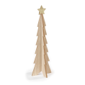 Houten kerstboom - Met gouden glitter ster - 68cm